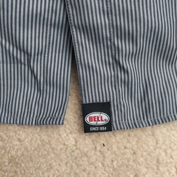 DIXXON Bell Helmets Men's XL Striped Button Up S/S Gray Mechanics Shirt - Picture 5 of 6